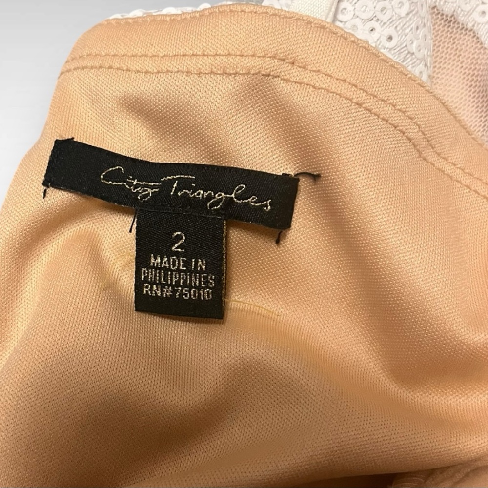 CITY TRIANGLES Ivory Embroidered Sequin Short Fit-and-Flare Dress Size 2‎ | EUC - Picture 7 of 10